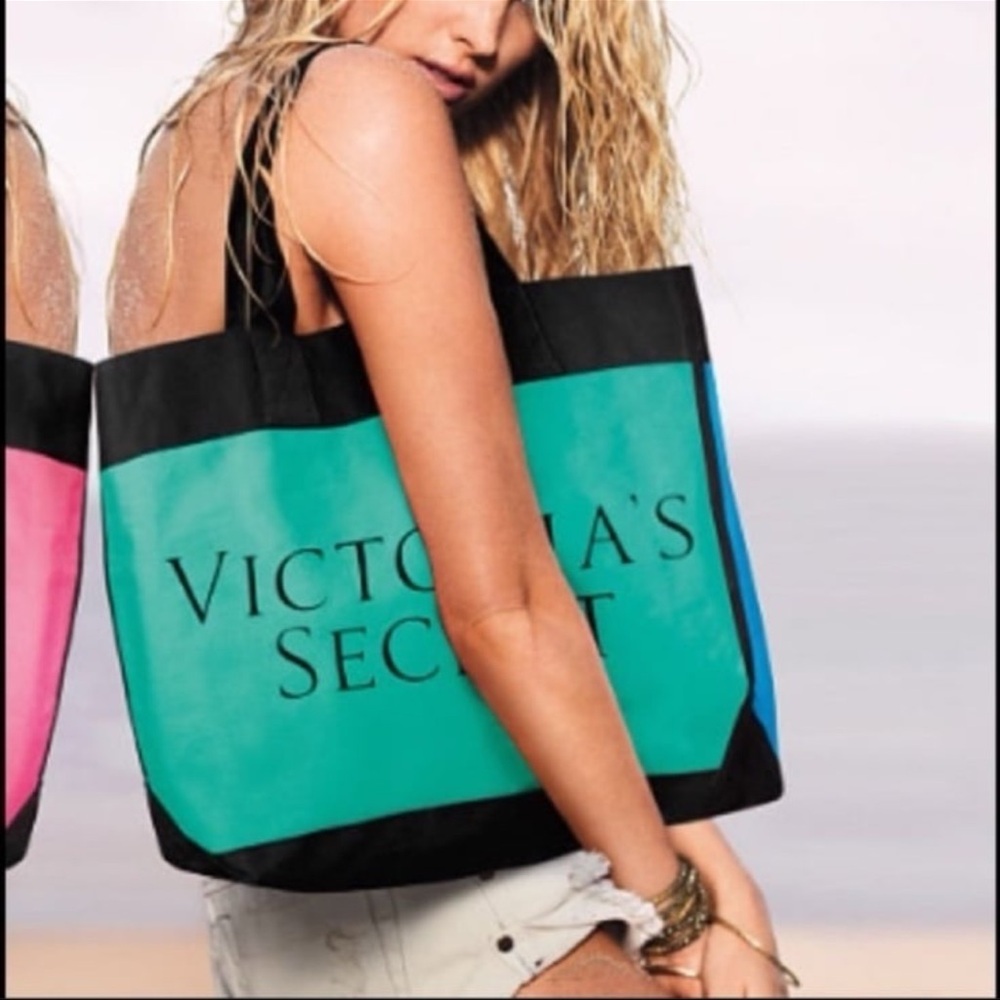 NWT Victoria's Secret Limited Edition 2015 Tote Beach Bag Handbag Blue/Teal